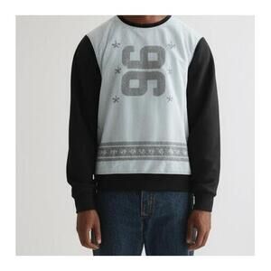 NEW YORK ENYCE Sweatshirt Men's Black White Net Design Fleece Crewneck Urban‎